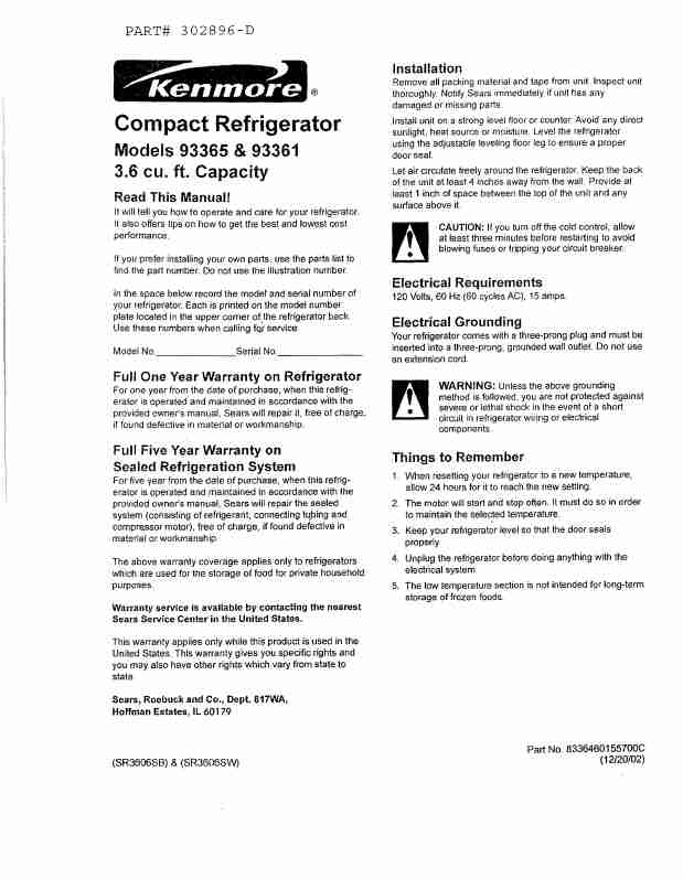 Kenmore Refrigerator 93361-page_pdf